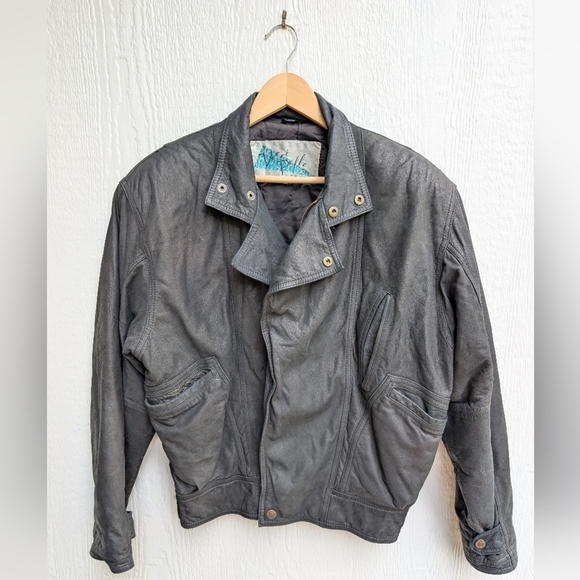 Vintage Other - Vintage Verri Pelle By M. Julian Black Leather Bomber Jacket Size 36